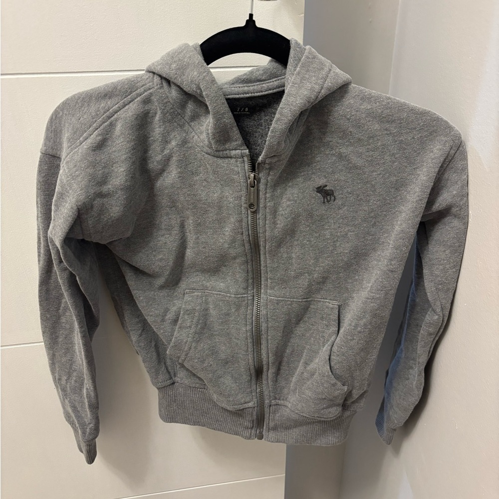 Abercrombie Kids Boys Gray Icon Essential Zip Up Hoodie Size 7/8
